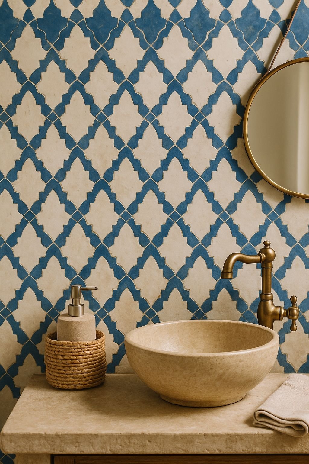 Luxury restaurant Dubai Moroccan zellige washroom detail